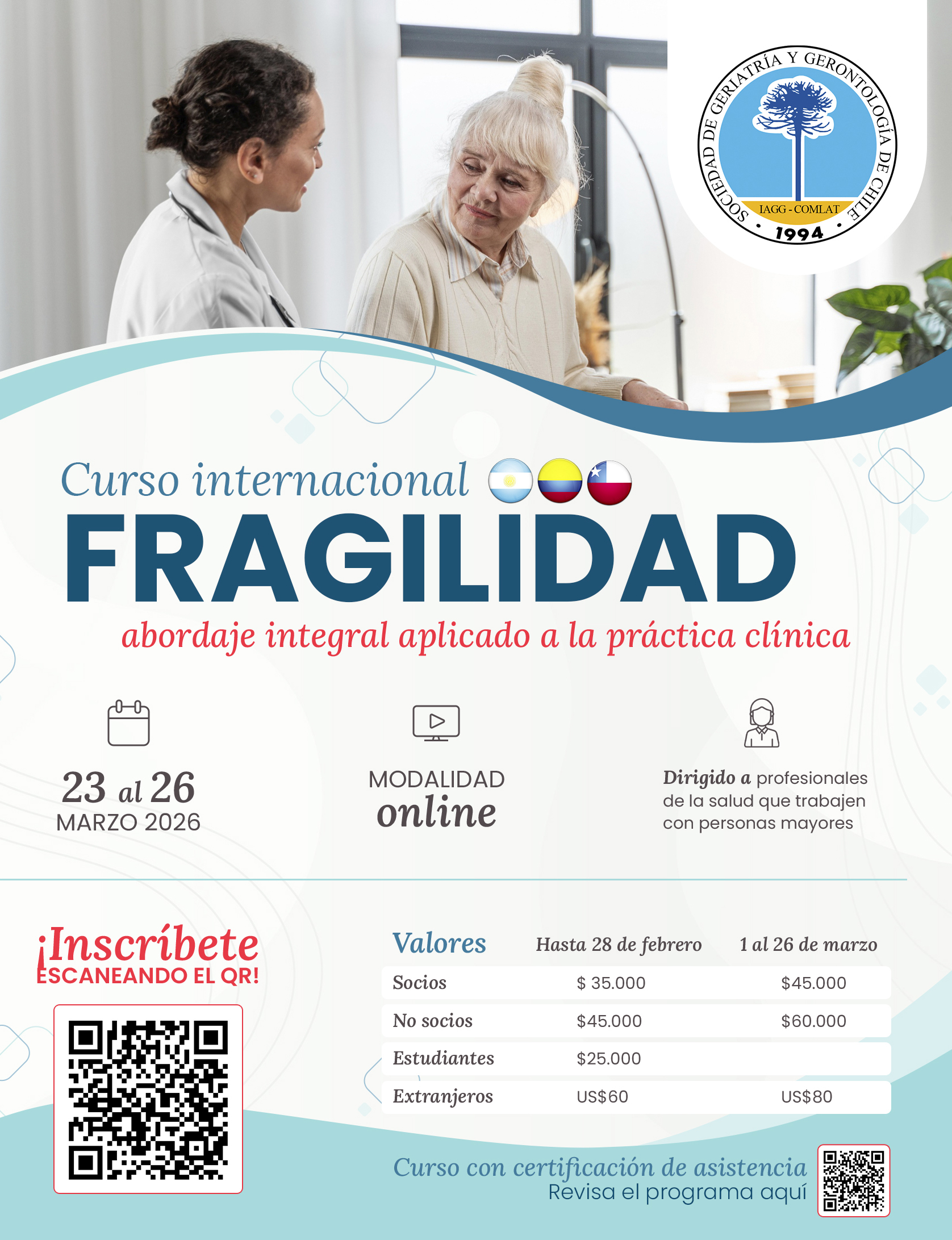 E-learning / Curso internacional de Fragilidad: abordaje integral aplicado a la práctica clínica.
